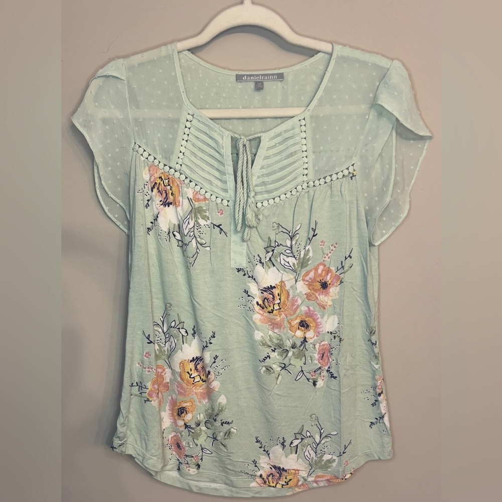 COPY - Floral mint green shirt